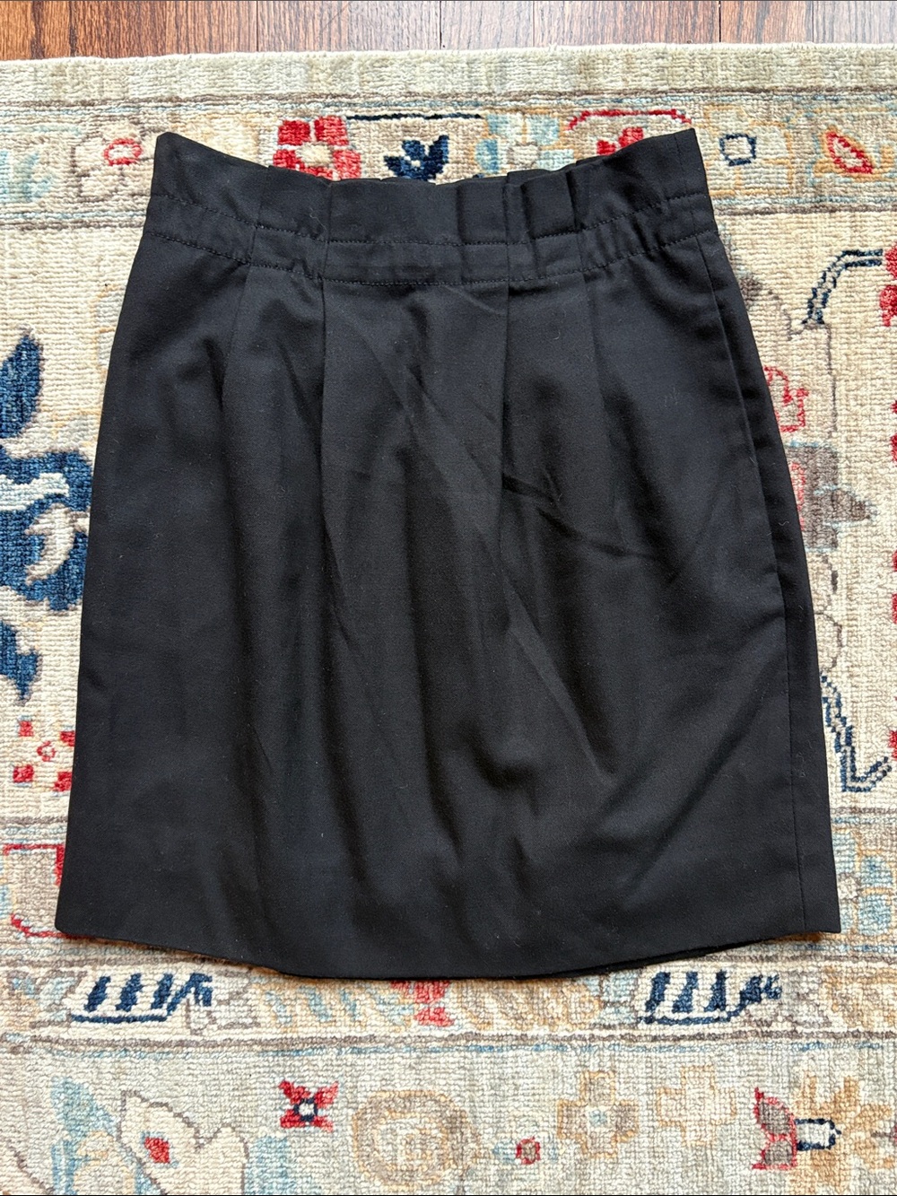 J. Crew Black Wool Pleated Mini  Skirt